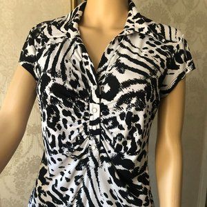 Animal Print Black and White, Cach'e top , size 10